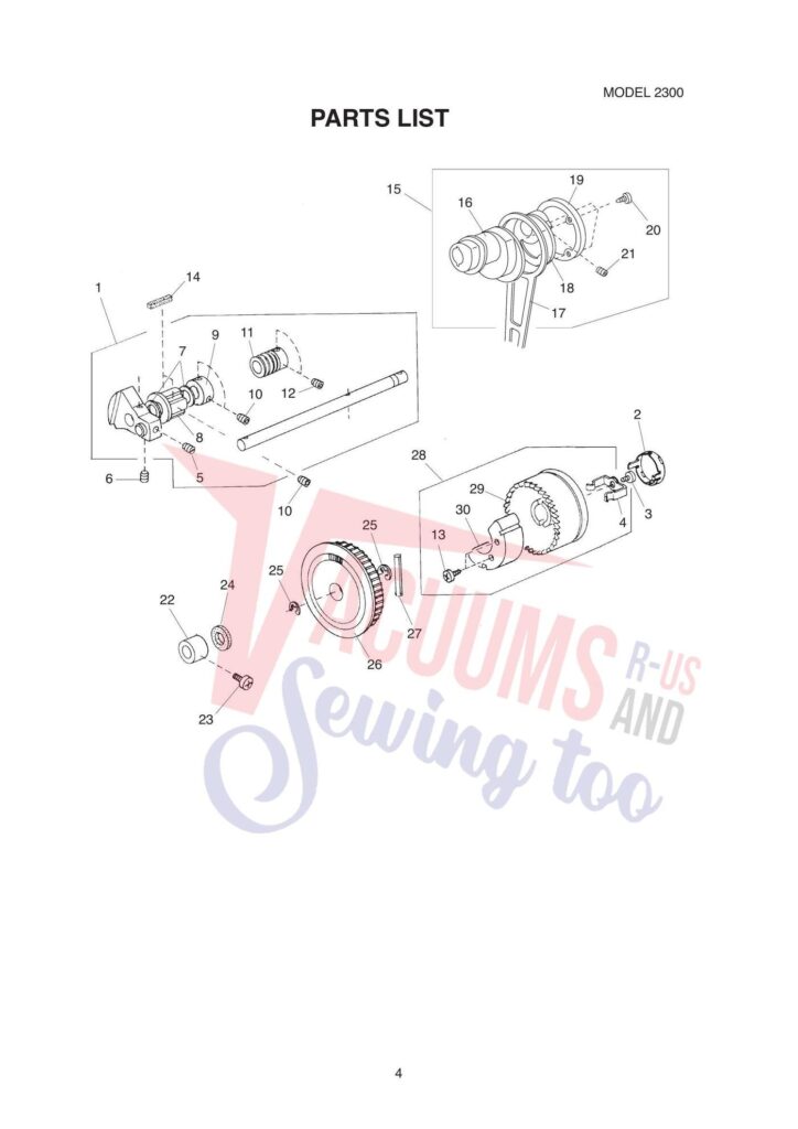 Elna 2300 exploded schematic diagram (page 5)