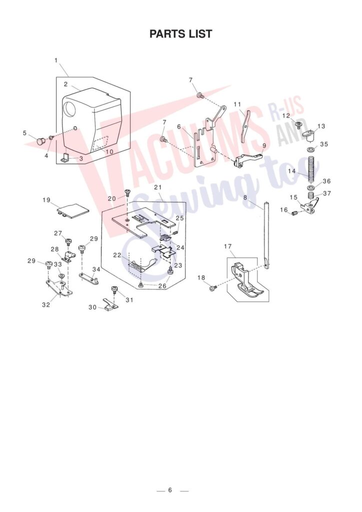 Elna el2800 exploded schematic diagram (page 6)