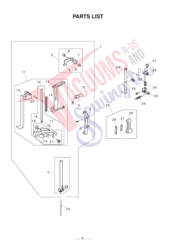 Elna el2800 exploded schematic diagram (page 7)