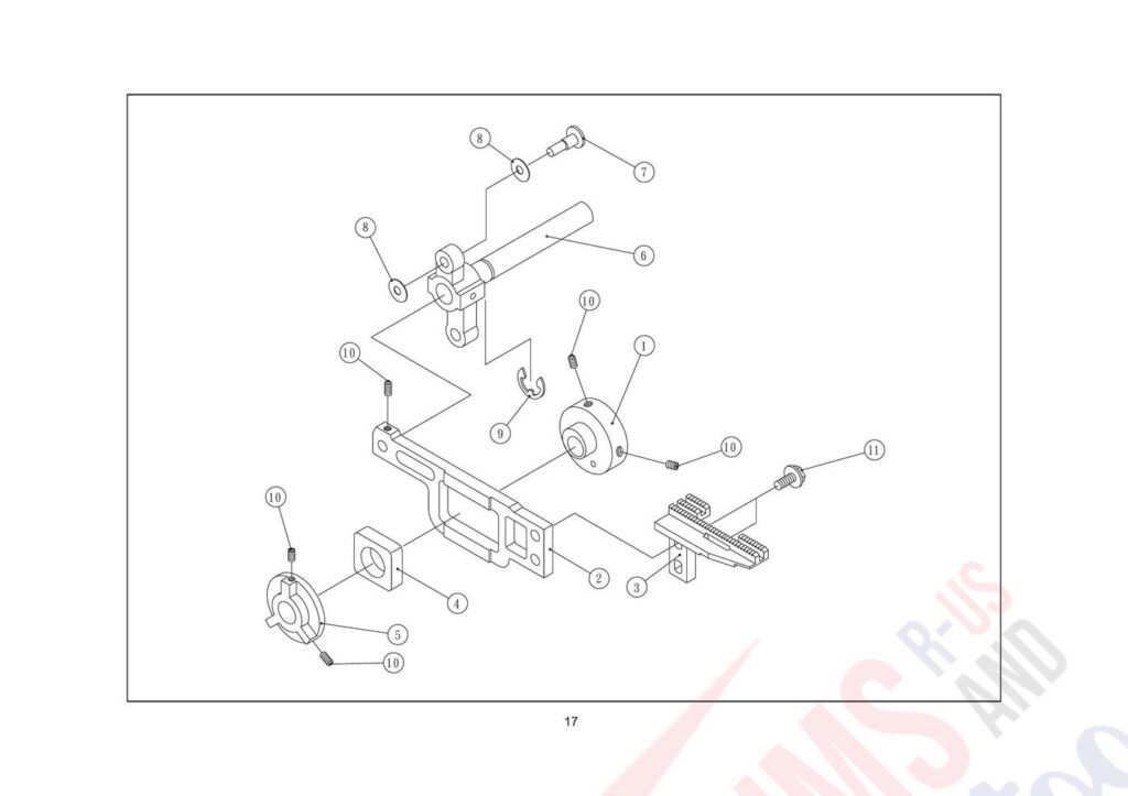 Elna 344 exploded schematic diagram (page 1)