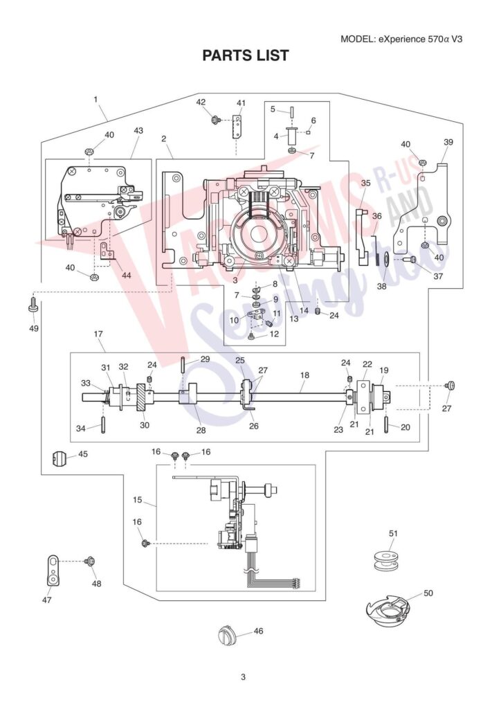Elna el570 exploded schematic diagram (page 3)