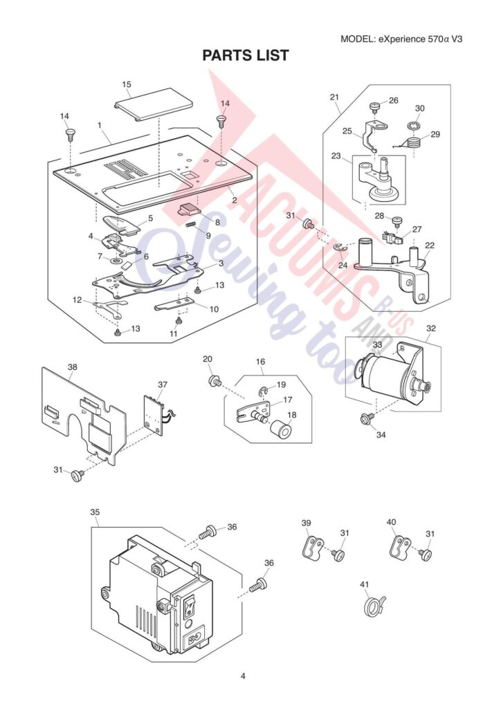 Elna el570 exploded schematic diagram (page 4)