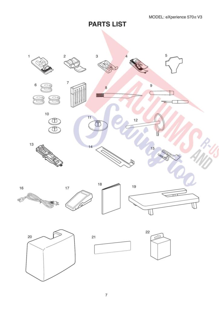 Elna el570 exploded schematic diagram (page 7)