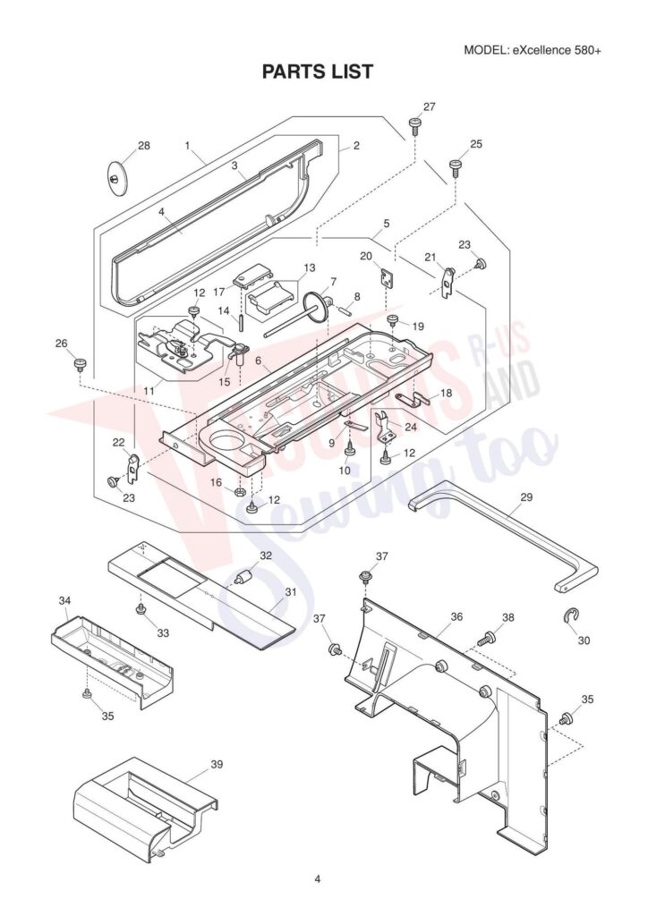 Elna el580 exploded schematic diagram (page 4)