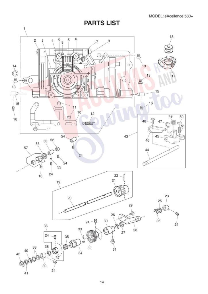 Elna el580 exploded schematic diagram (page 9)