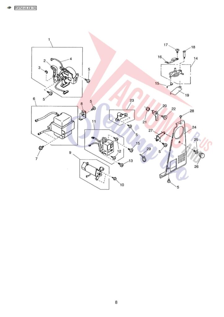 Elna 6001 quilters dream exploded schematic diagram (page 1)