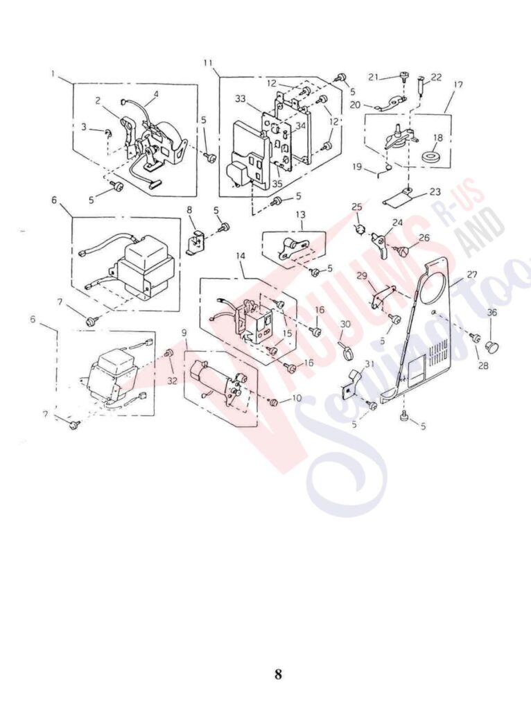 Elna 6003 quilters dream exploded schematic diagram (page 1)