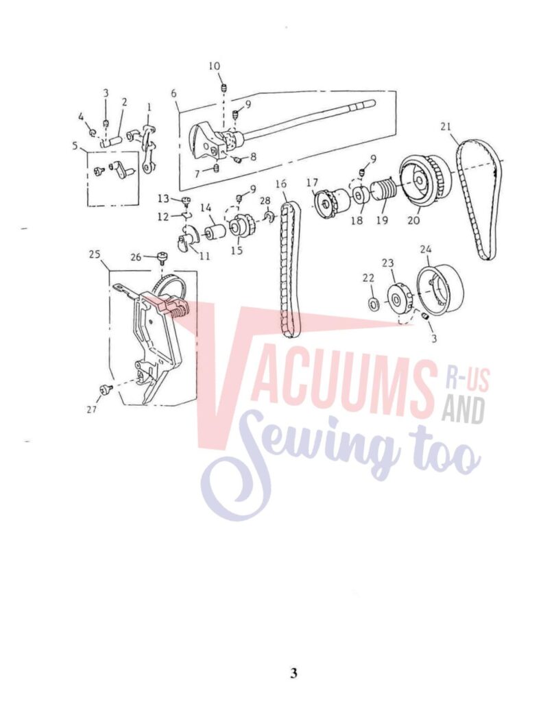 Elna 6003 quilters dream exploded schematic diagram (page 5)