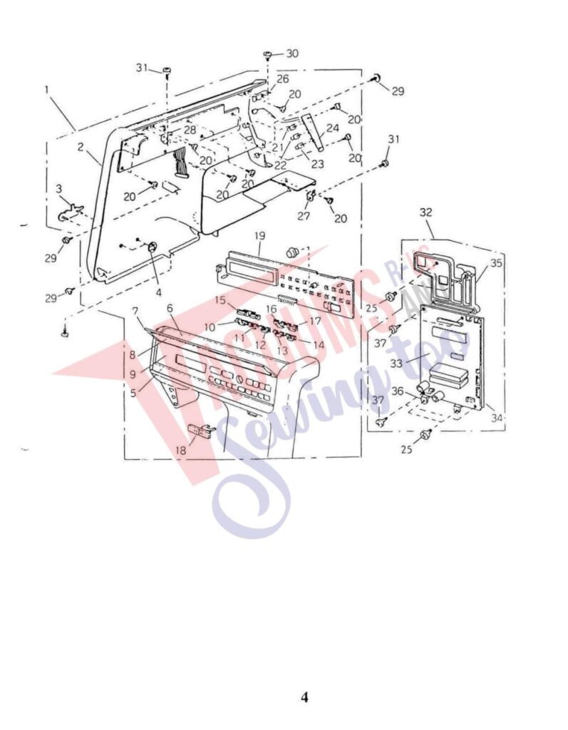 Elna 6003 quilters dream exploded schematic diagram (page 6)