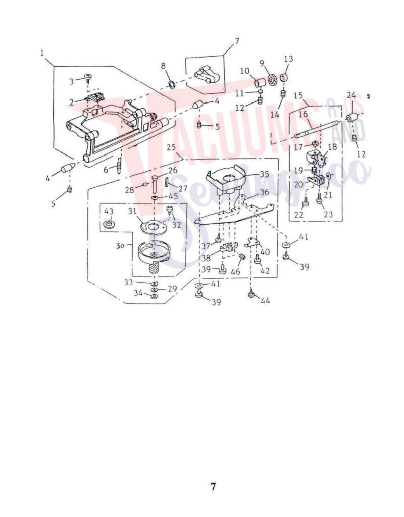 Elna 6003 quilters dream exploded schematic diagram (page 9)