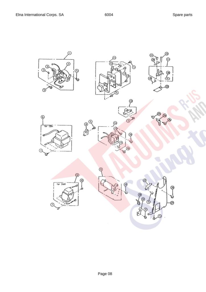Elna 6004 quilters dream exploded schematic diagram (page 1)