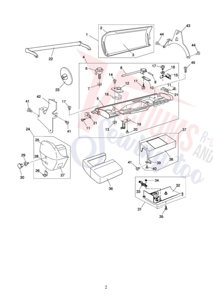Elna 6200 quilters dream exploded schematic diagram (page 2)