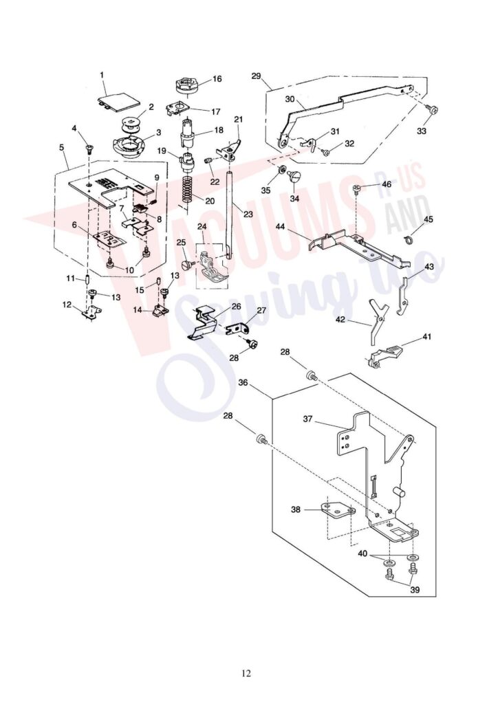 Elna 6200 quilters dream exploded schematic diagram (page 7)