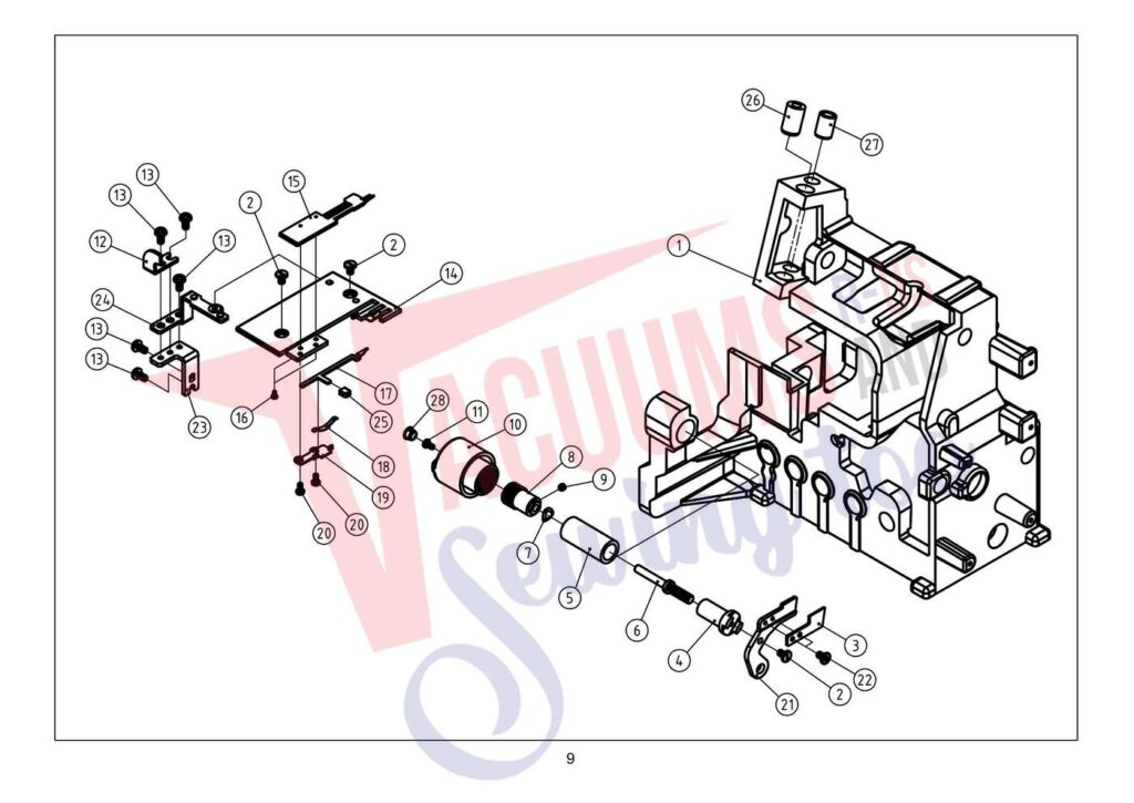 Elna el654 exploded schematic diagram (page 13)