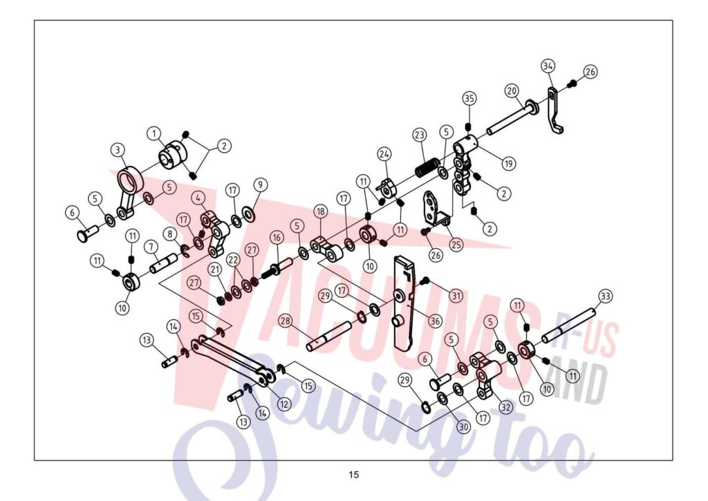 Elna el654 exploded schematic diagram (page 16)