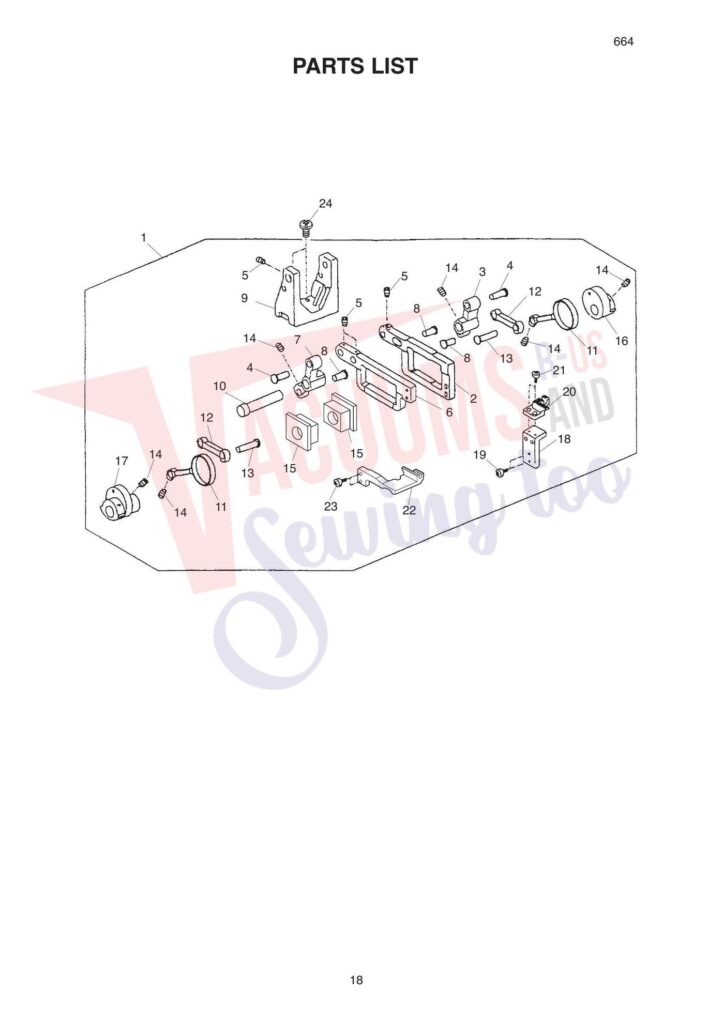 Elna el664 exploded schematic diagram (page 1)
