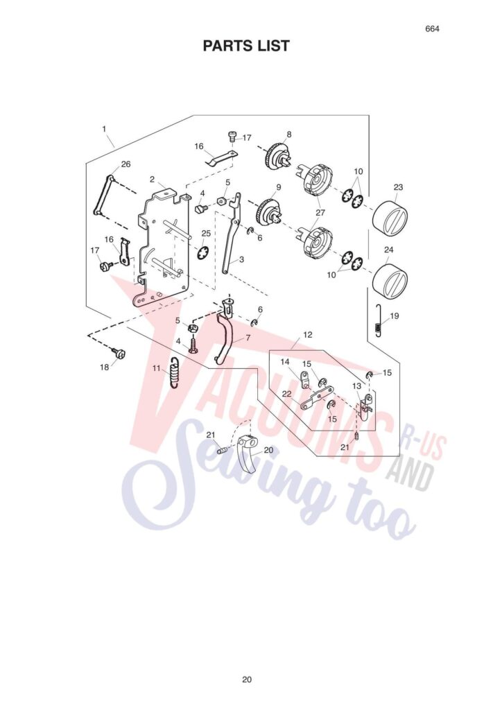 Elna el664 exploded schematic diagram (page 2)