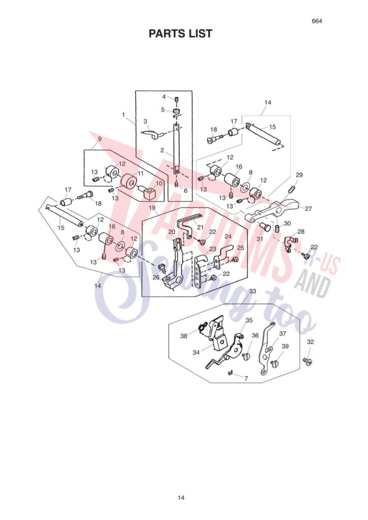 Elna el664 exploded schematic diagram (page 10)