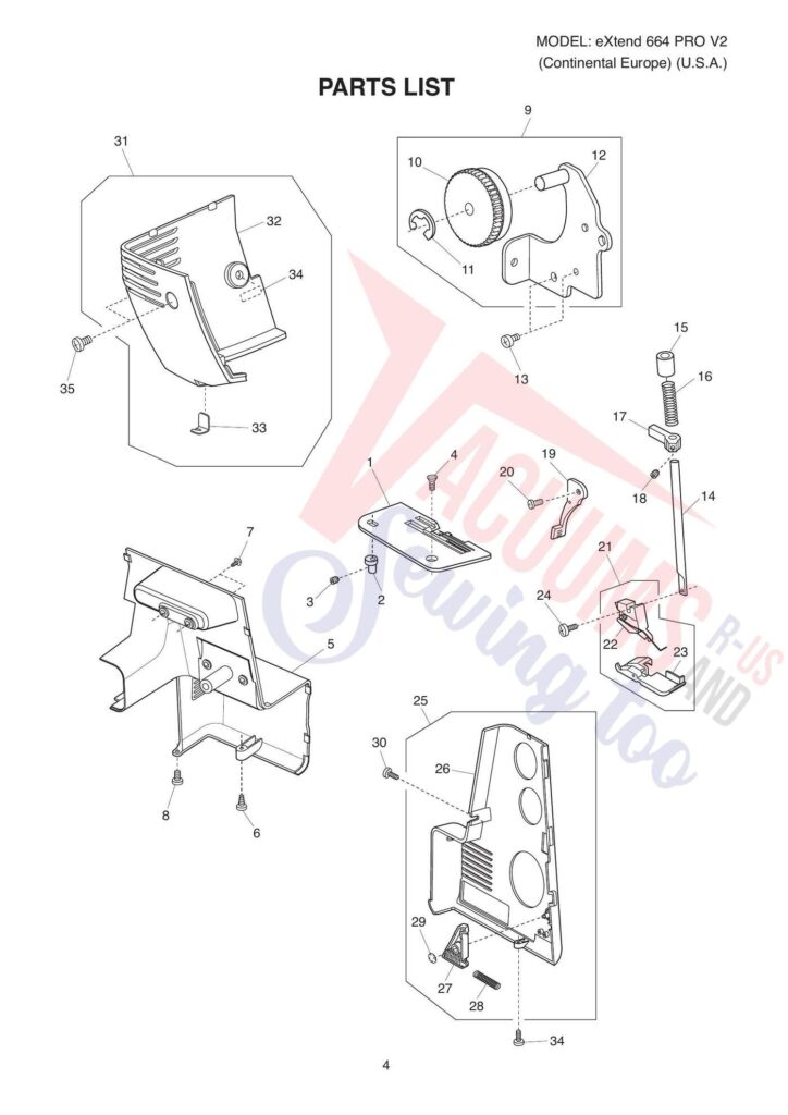 Elna el664p exploded schematic diagram (page 7)