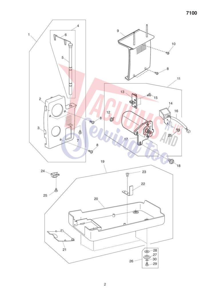 Elna el7100 exploded schematic diagram (page 4)