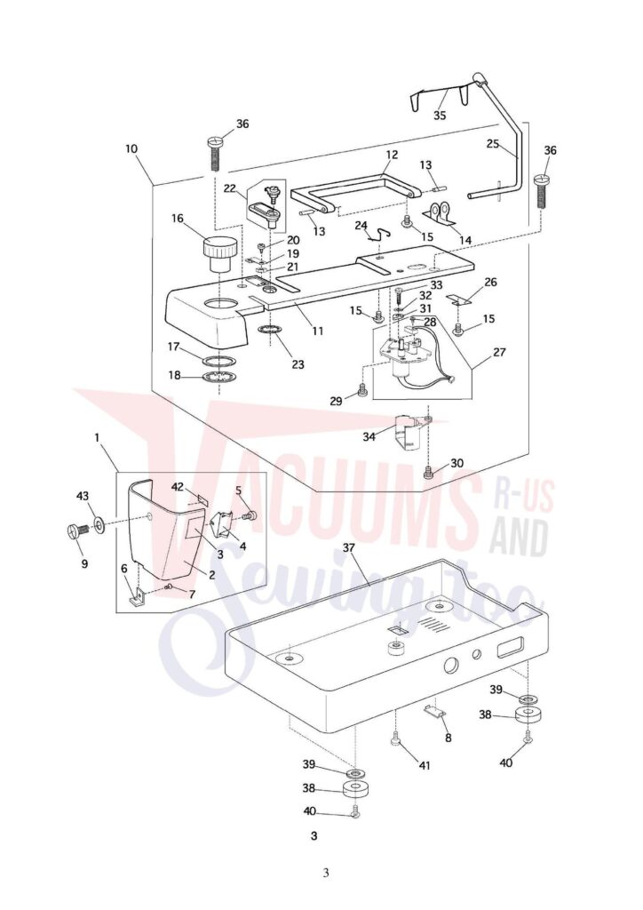 Elna el7200 exploded schematic diagram (page 7)