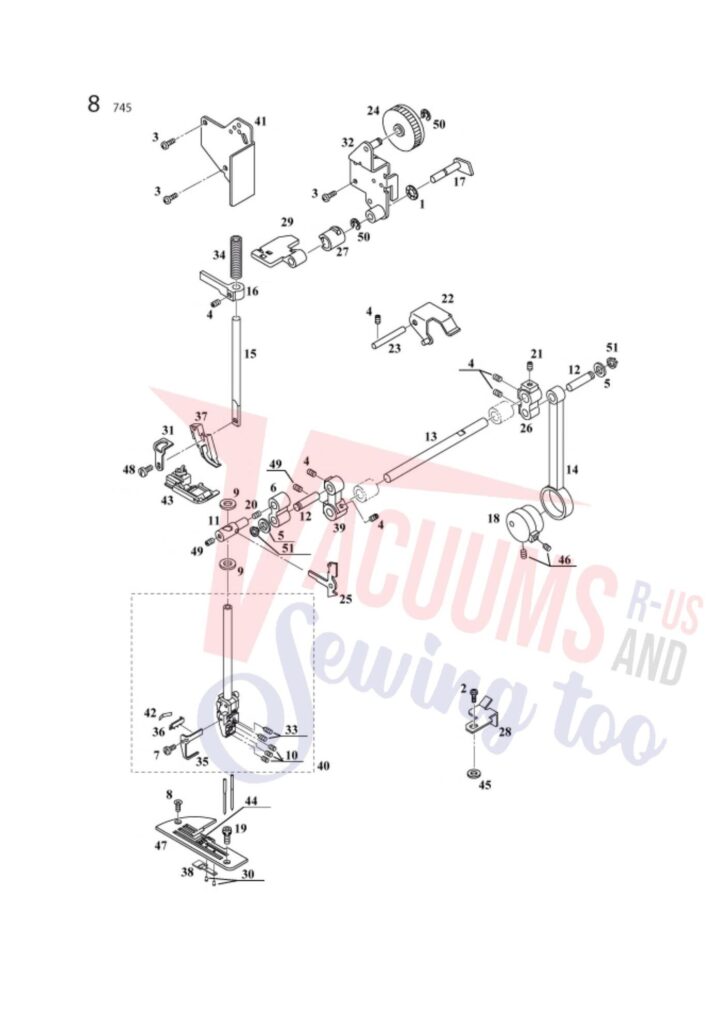Elna el745 exploded schematic diagram (page 6)