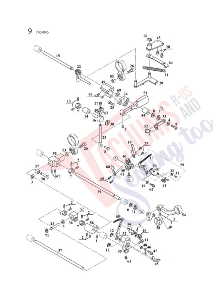 Elna el745 exploded schematic diagram (page 8)