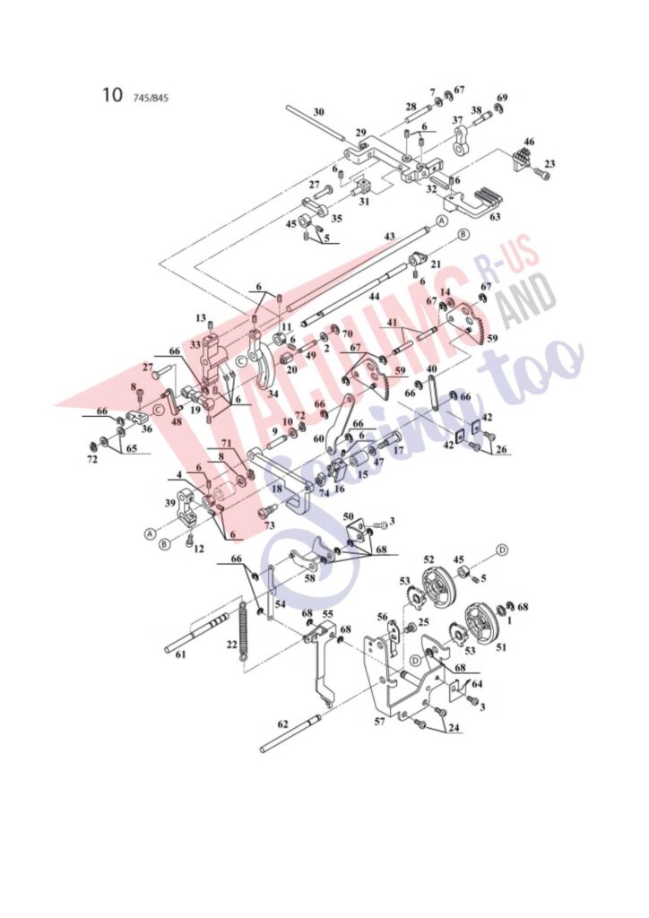 Elna el745 exploded schematic diagram (page 9)