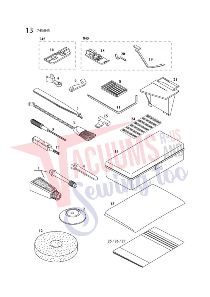 Elna el745 exploded schematic diagram (page 12)
