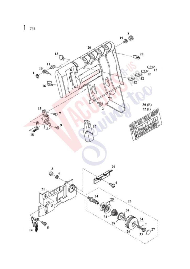 Elna el745 exploded schematic diagram (page 13)