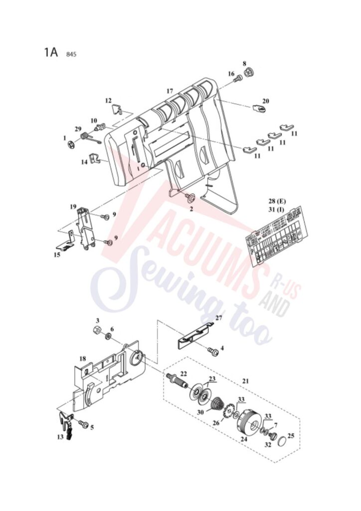 Elna el745 exploded schematic diagram (page 14)
