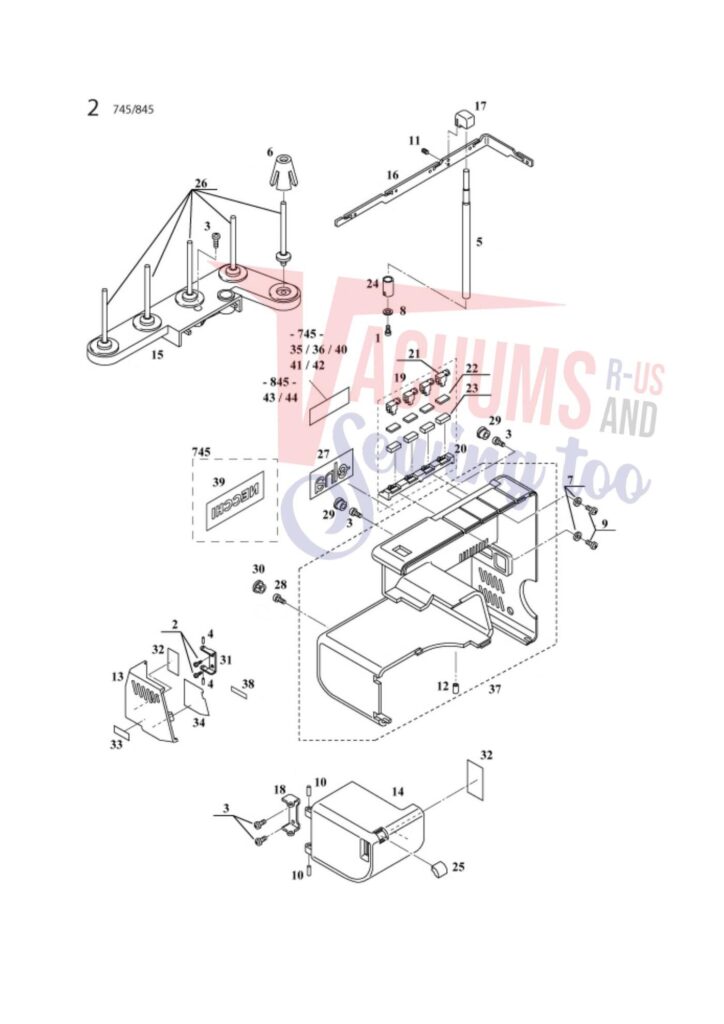 Elna el745 exploded schematic diagram (page 15)
