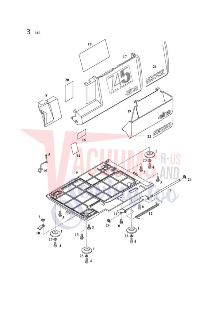 Elna el745 exploded schematic diagram (page 16)