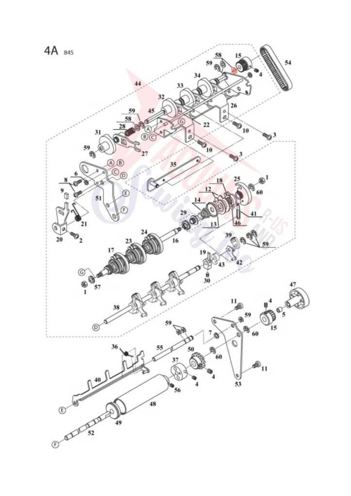 Elna el745 exploded schematic diagram (page 19)
