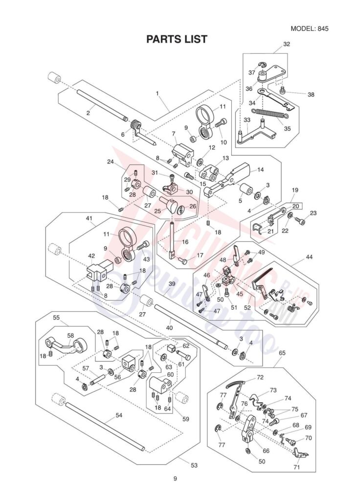 Elna el74-v2 exploded schematic diagram (page 1)