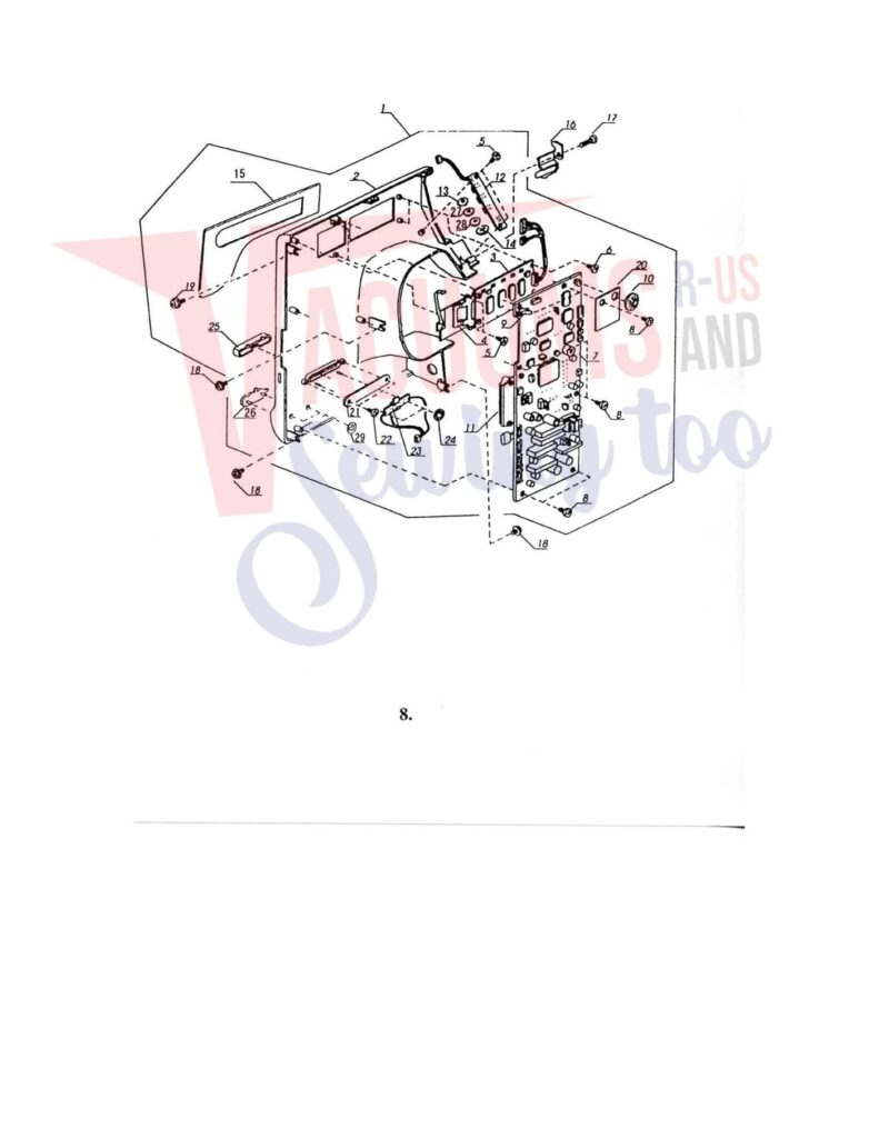 Elna el8007 exploded schematic diagram (page 1)