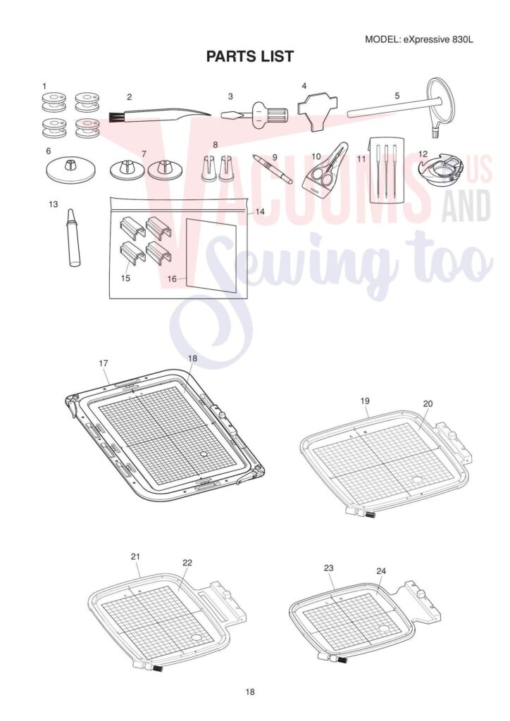 Elna el830l exploded schematic diagram (page 1)