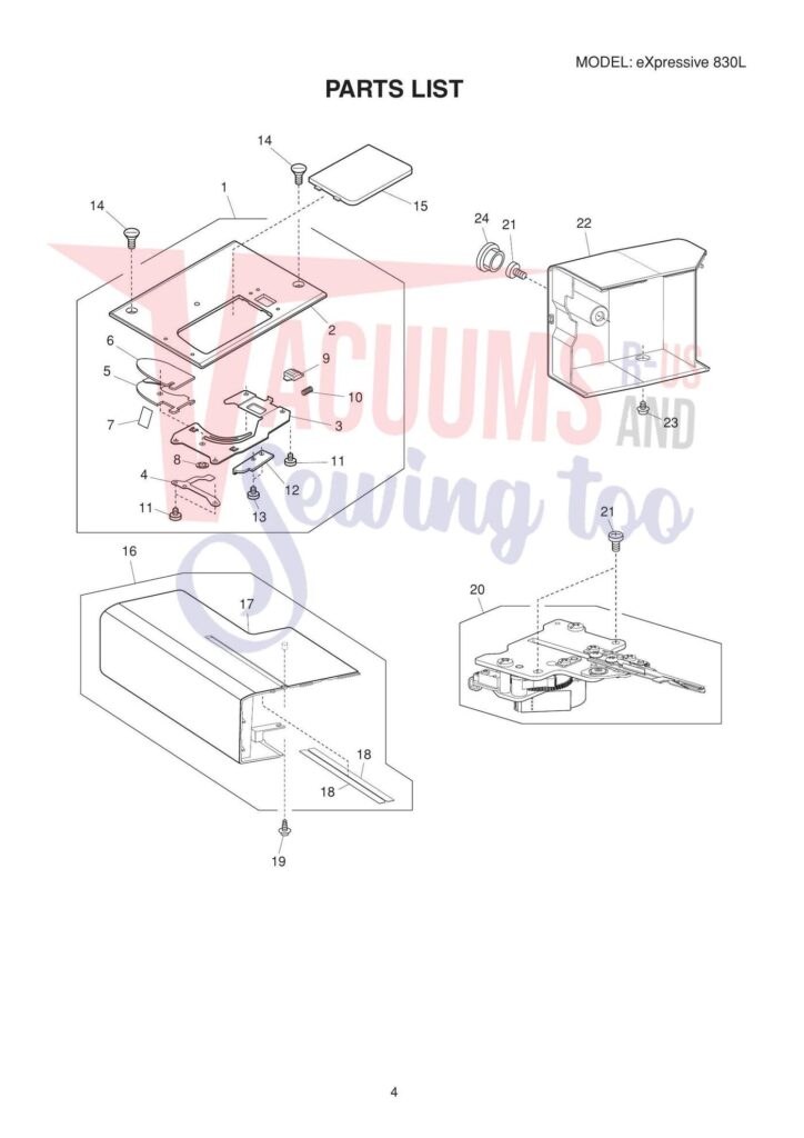 Elna el830l exploded schematic diagram (page 4)