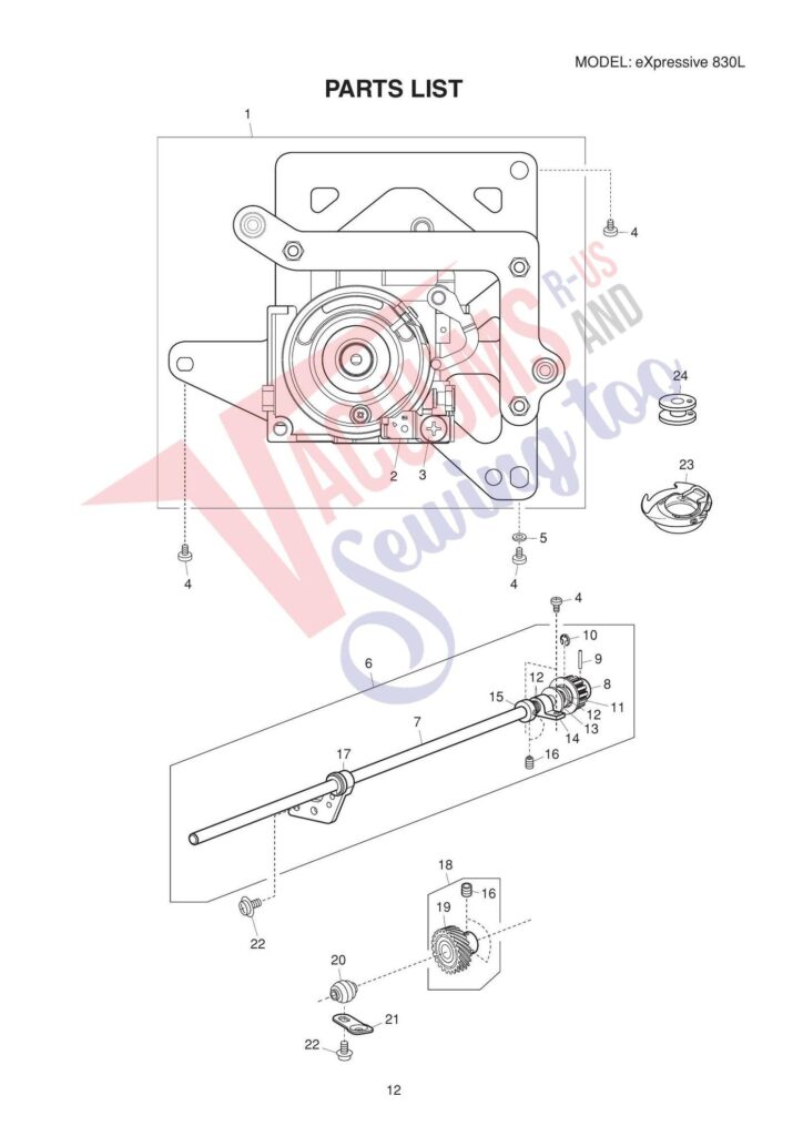 Elna el830l exploded schematic diagram (page 8)