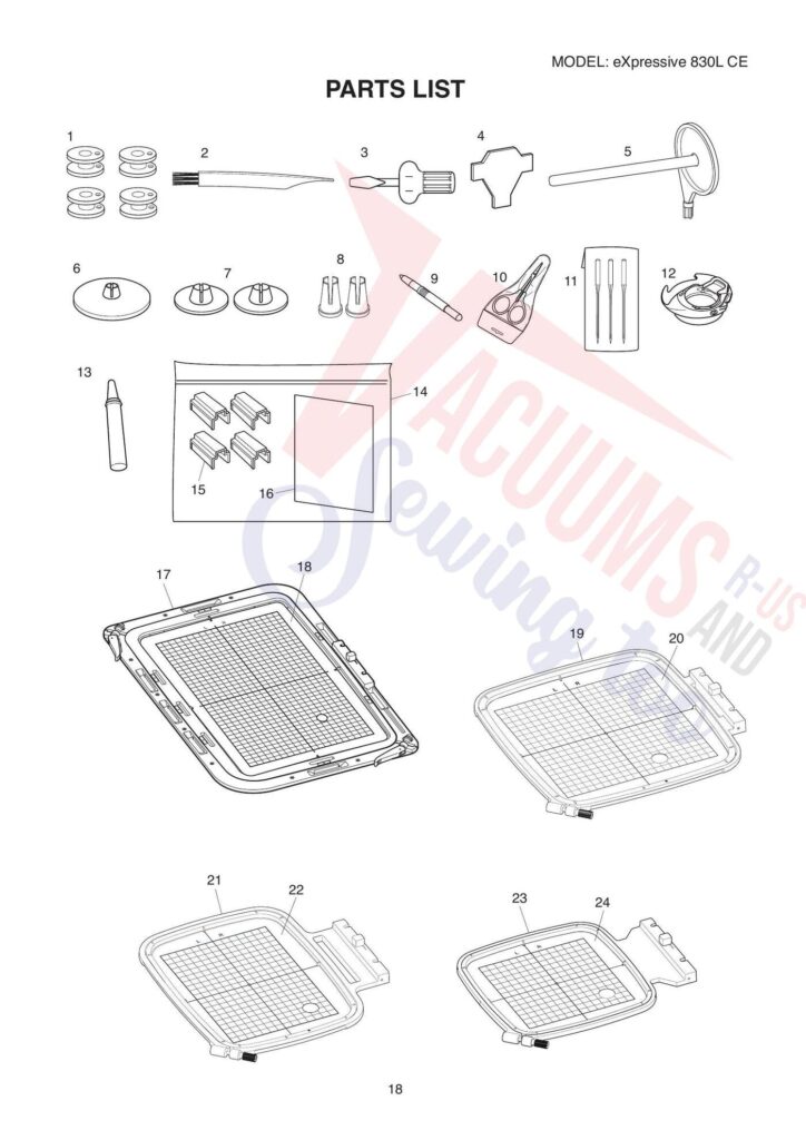 Elna el830lce exploded schematic diagram (page 1)