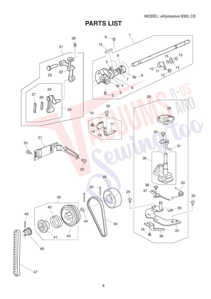 Elna el830lce exploded schematic diagram (page 6)