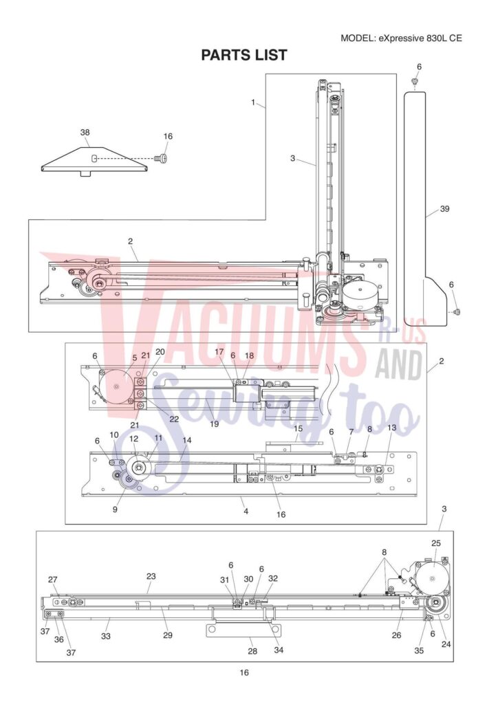 Elna el830lce exploded schematic diagram (page 10)