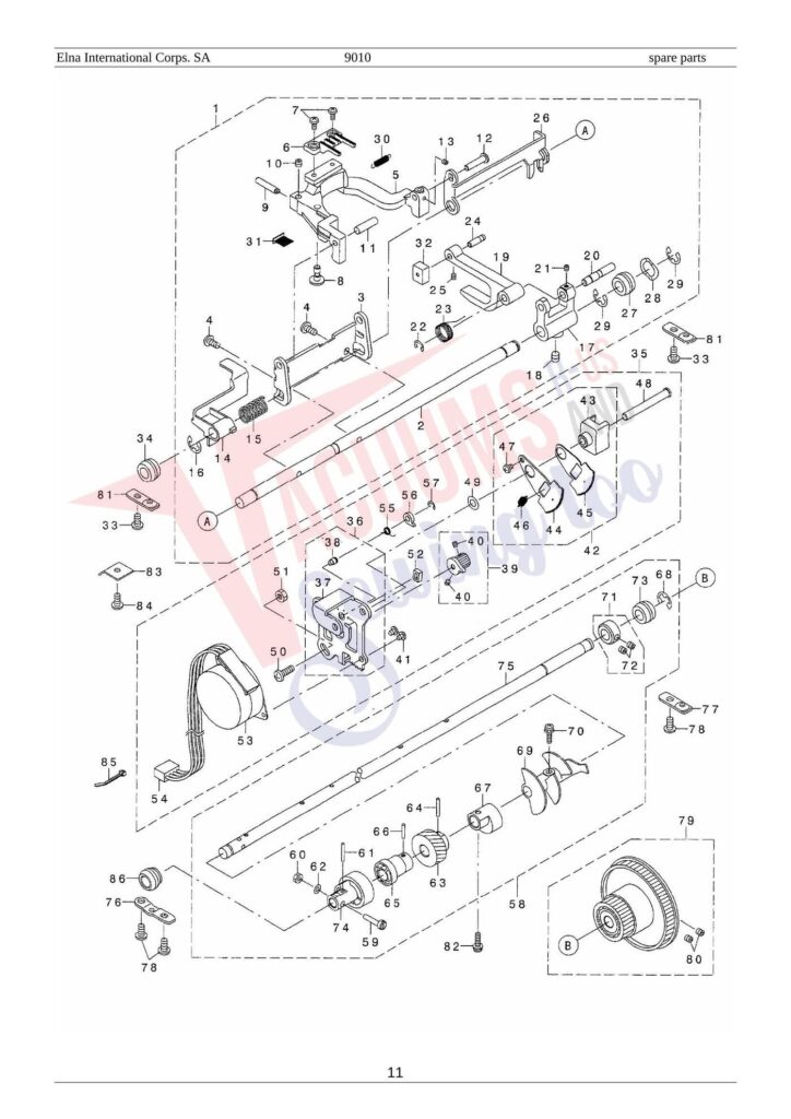 Elna el9010 exploded schematic diagram (page 5)