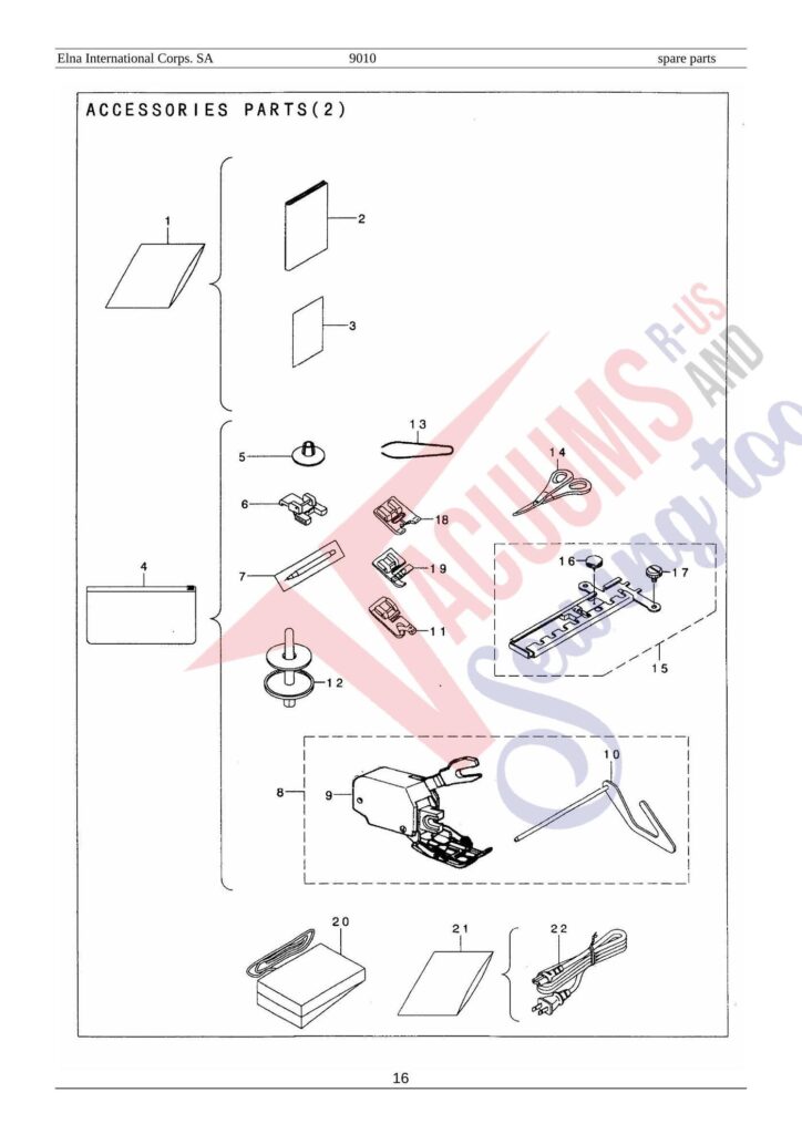 Elna el9010 exploded schematic diagram (page 10)