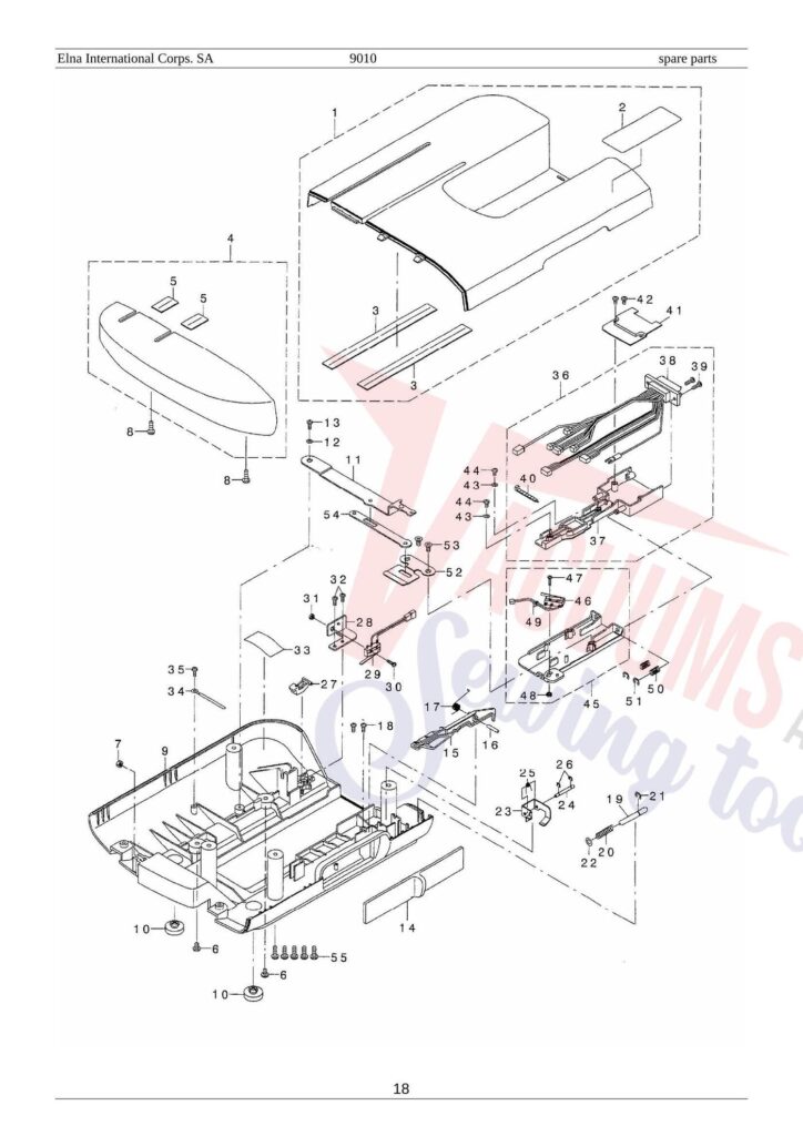 Elna el9010 exploded schematic diagram (page 13)