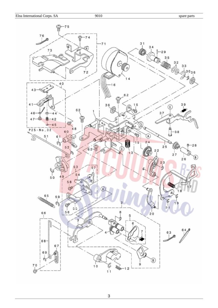 Elna el9010 exploded schematic diagram (page 18)