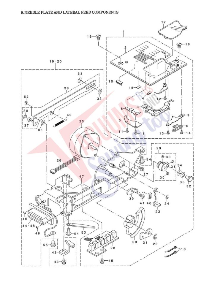 Elna el9020 exploded schematic diagram (page 1)