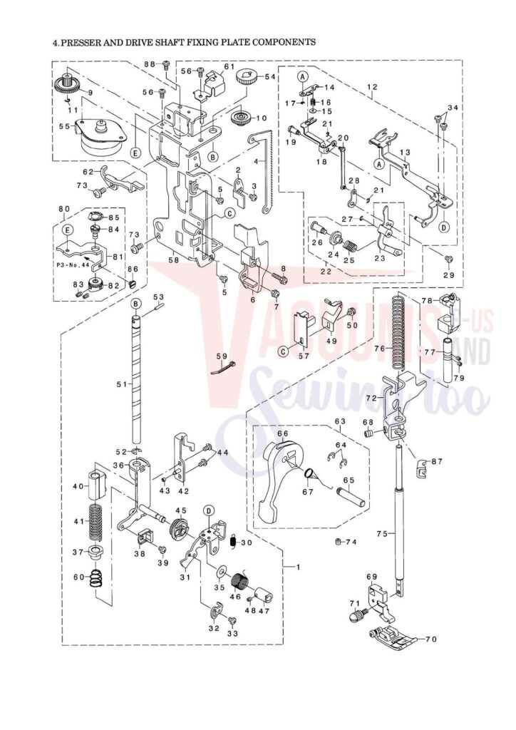 Elna el9020 exploded schematic diagram (page 17)