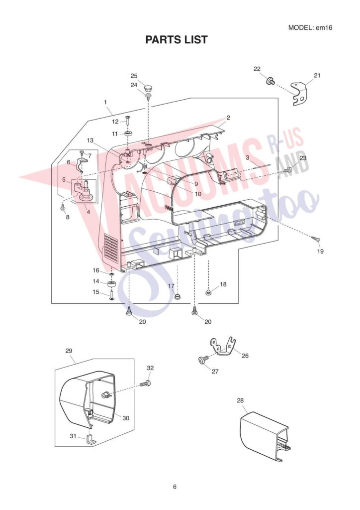 Elna elem16 exploded schematic diagram (page 6)