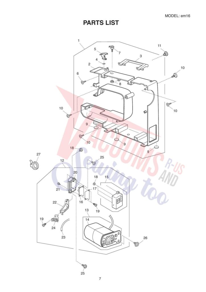 Elna elem16 exploded schematic diagram (page 7)